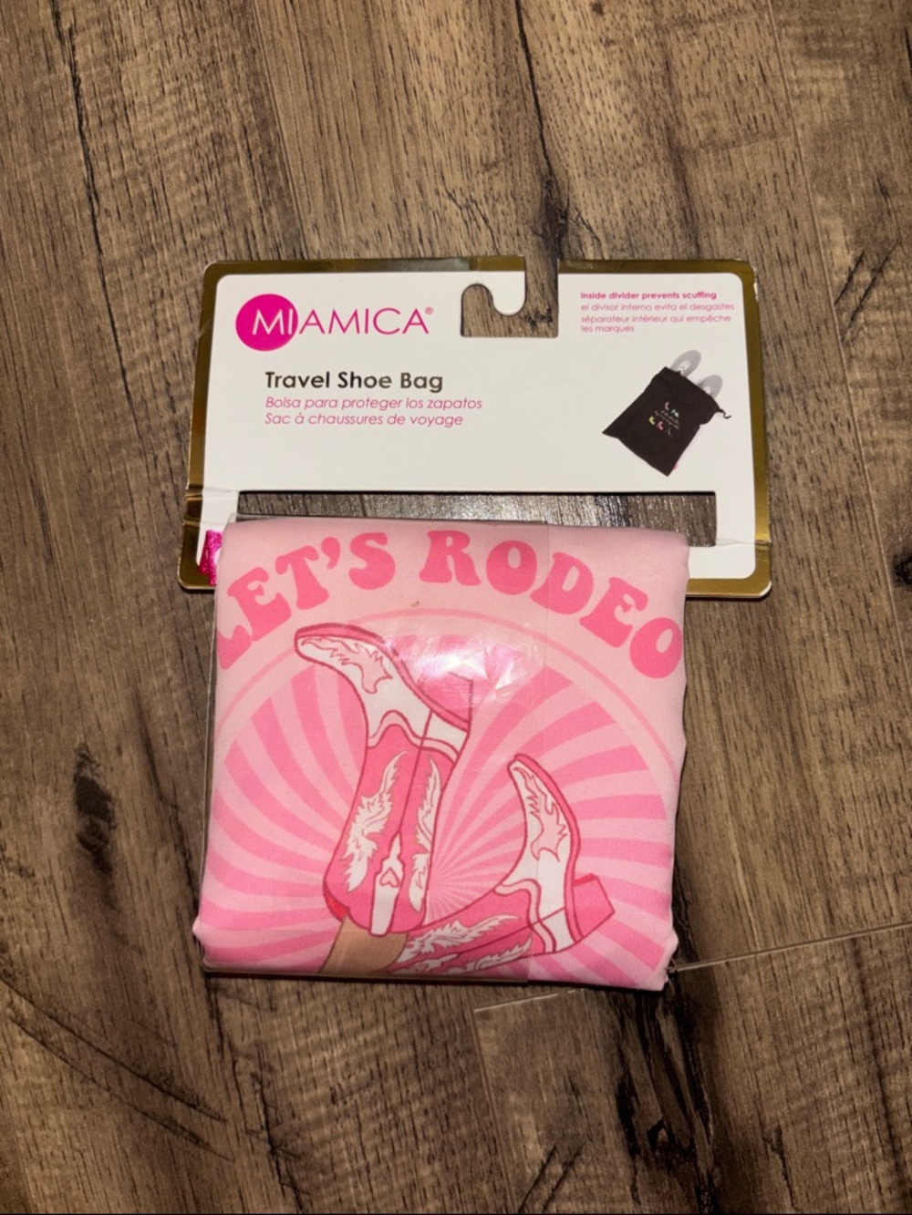 MiaMica Pink "Let's Rodeo" Travel Shoe Bag